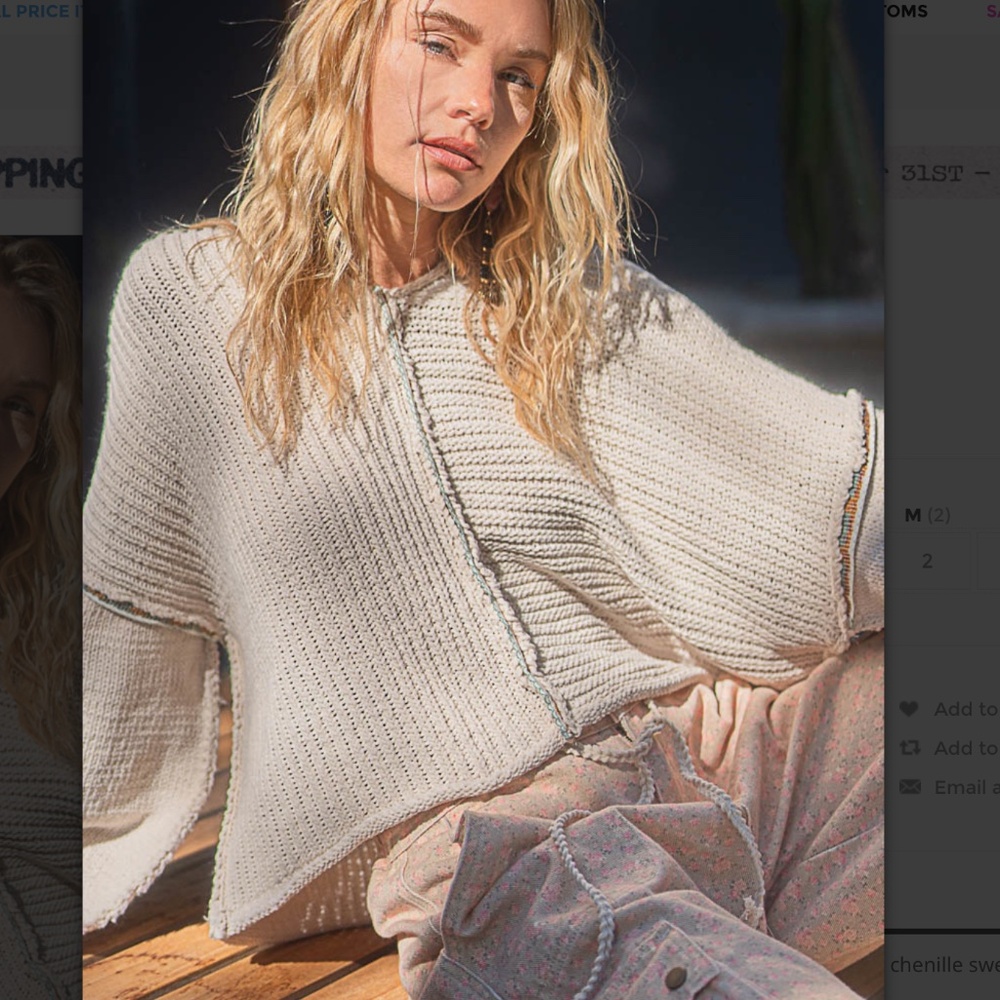 POL Cream V-Neck Sweater